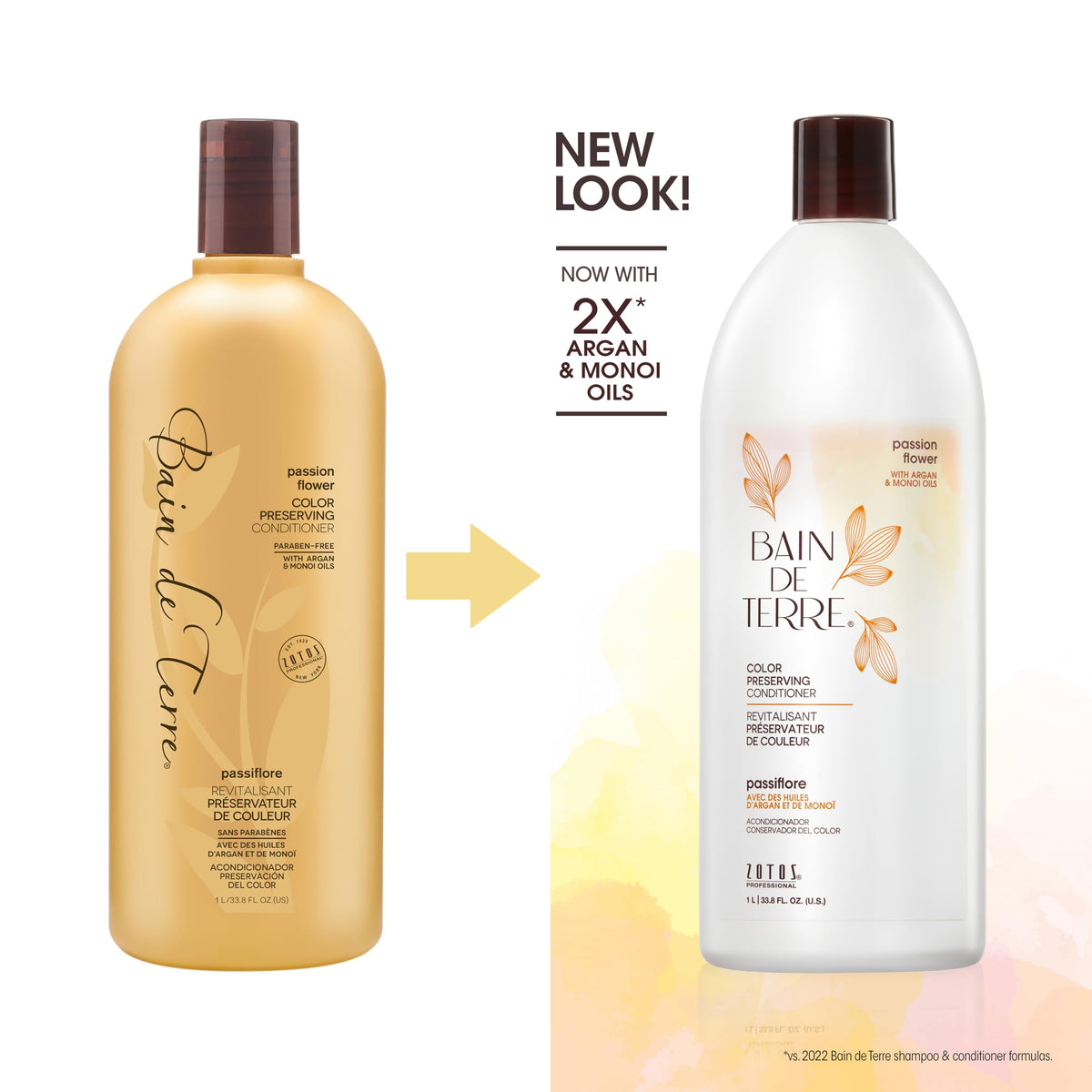 Bain de Terre pump and label detail highlighting key ingredients and benefits