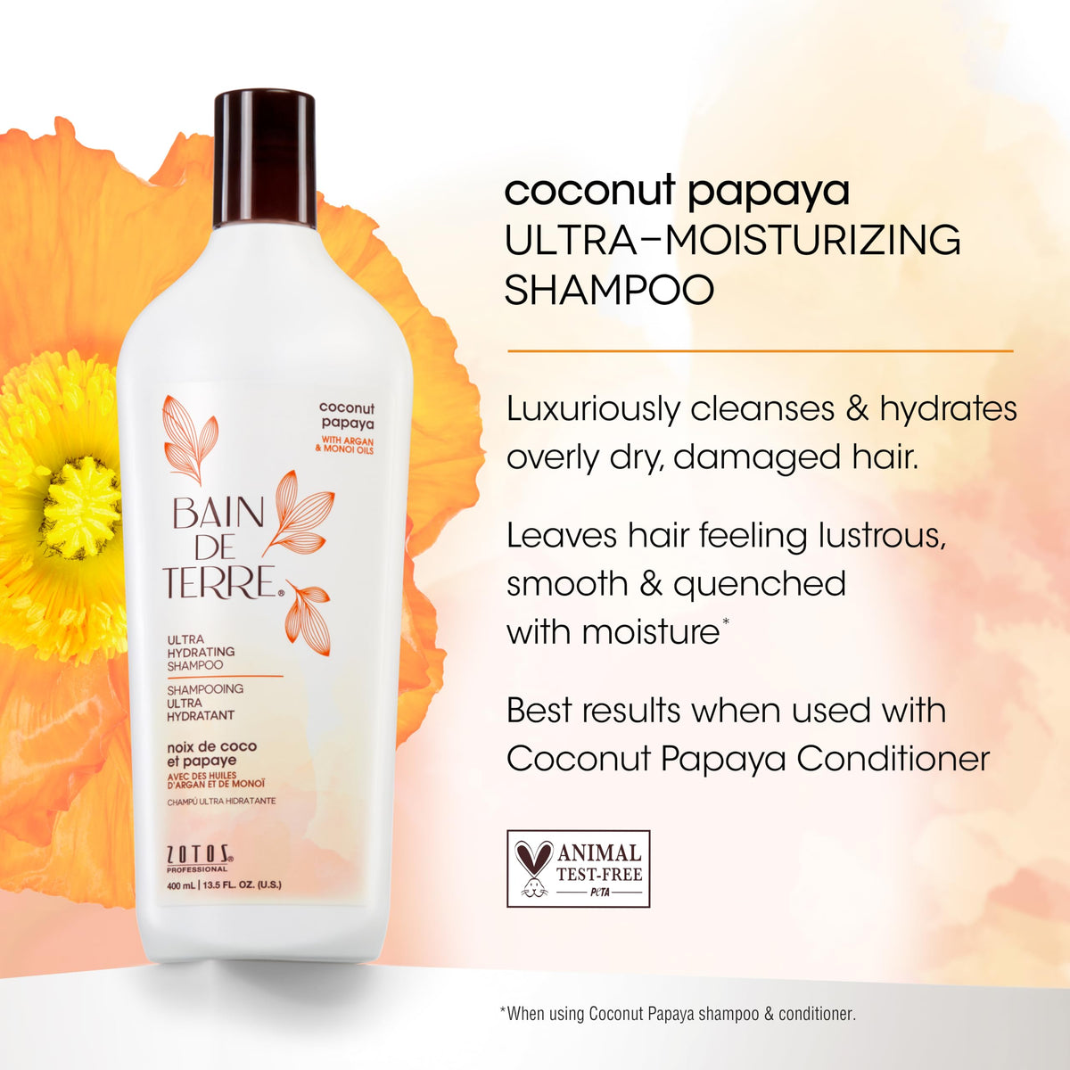 Bain de Terre shampoo pouring texture demonstrating rich hydration benefit