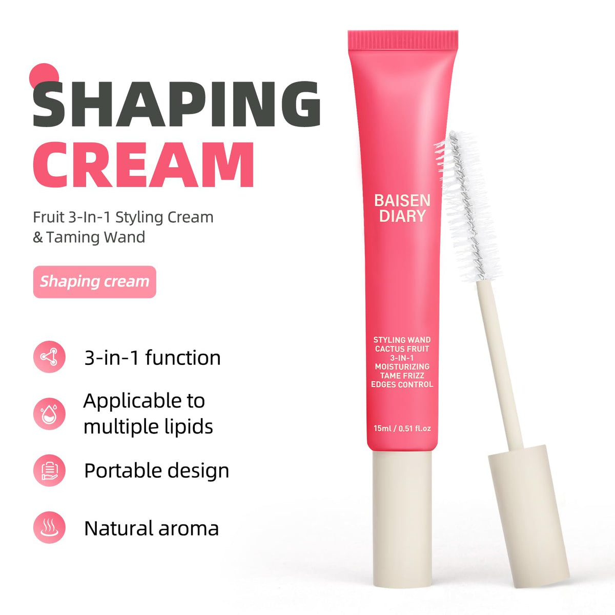 BAISEN DIARY close-up of soft-bristle applicator demonstrating precise smoothing