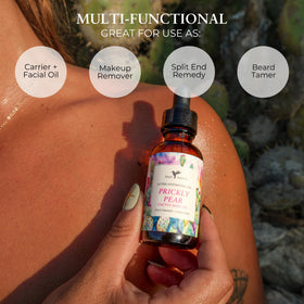 Baja Basics smoothing oil through hair ends showing reduced frizz and added shine benefit