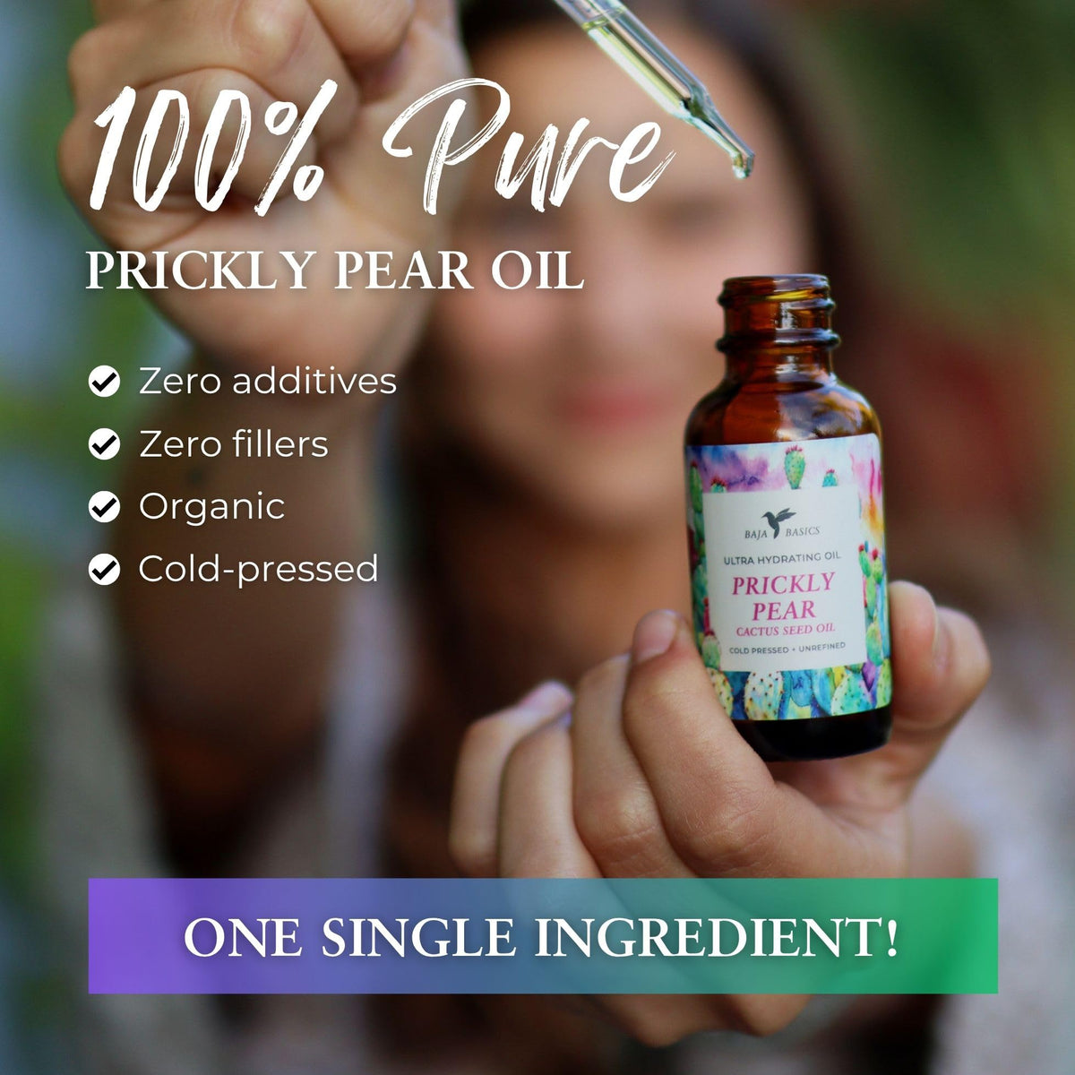 Baja Basics label close-up highlighting single-ingredient purity and clean formula benefit