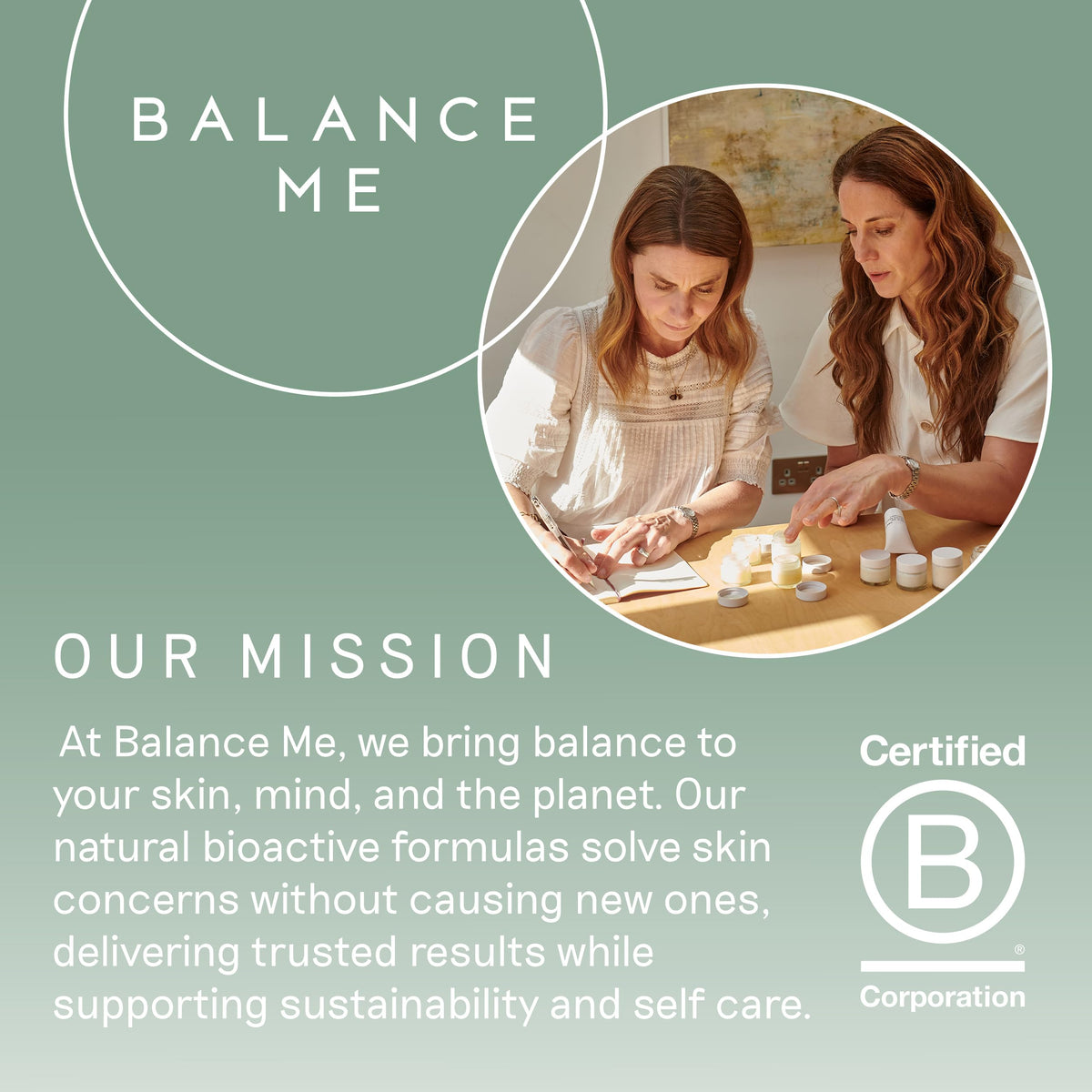 Balance Me serum layered over makeup illustrating non-drying coverage