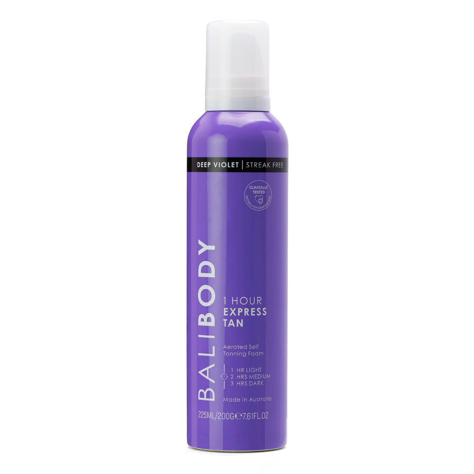 BALI BODY front packaging showing fast 1-hour tanning benefit