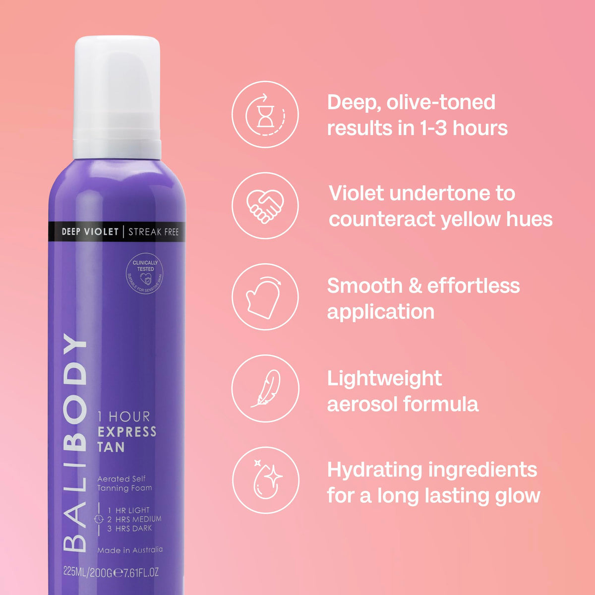 BALI BODY mousse on applicator glove for even, streak-free spread