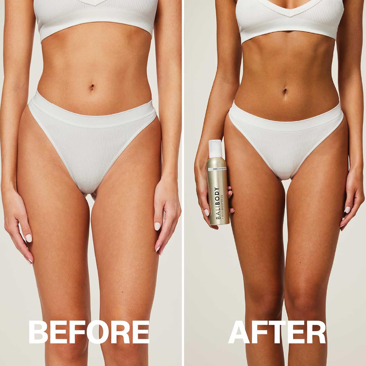 Bali Body foam application with mitt demonstrating streak-free blending