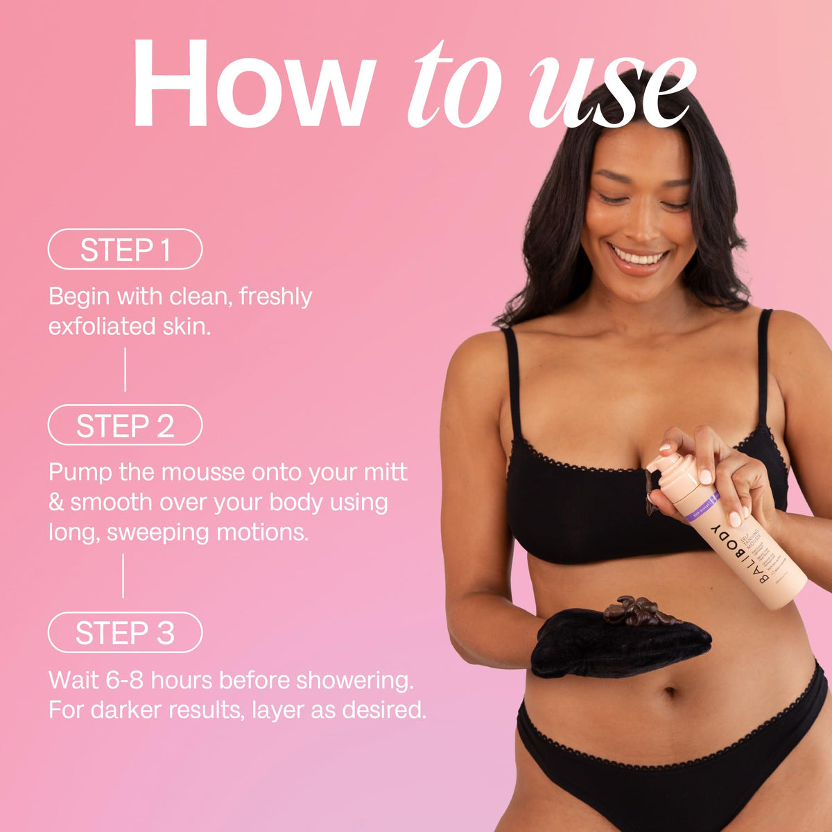 BALI BODY lifestyle model with beach-ready deep tan and natural glow