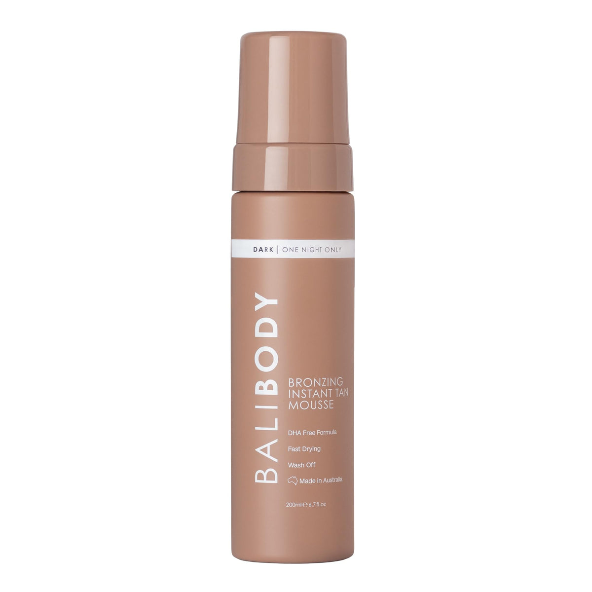 BALI BODY front packshot showing 200ml mousse and branding, instant bronzed finish