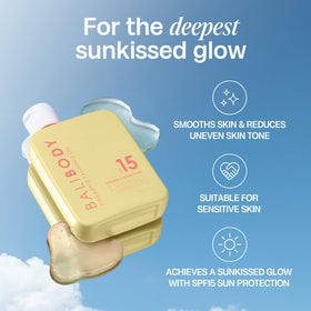 BALI BODY pineapple tanning oil beach scene suggesting sun-ready glow and nourished skin