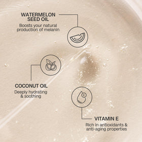 BALI BODY close-up label showing ingredients and SPF6 benefit