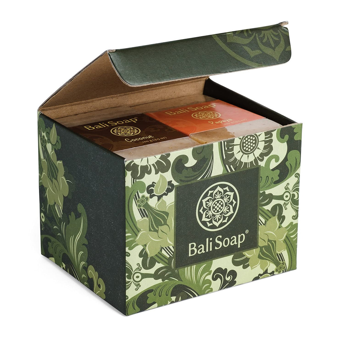 Bali Soap natural ingredients display with oils and botanicals demonstrating purity benefit