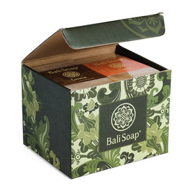 Bali Soap natural ingredients display with oils and botanicals demonstrating purity benefit