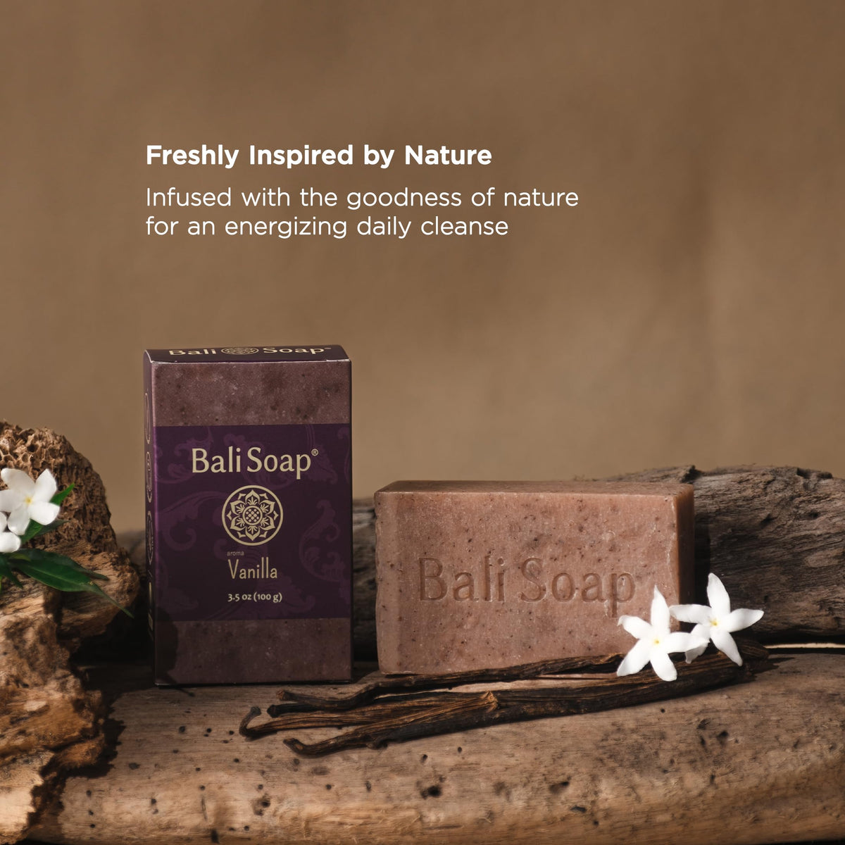 Bali Soap six bars arranged to show variety of scents and aromatherapy benefit