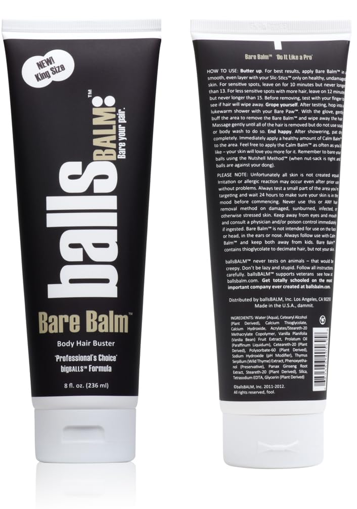 ballsBALM back label showing directions and safety information for confidence