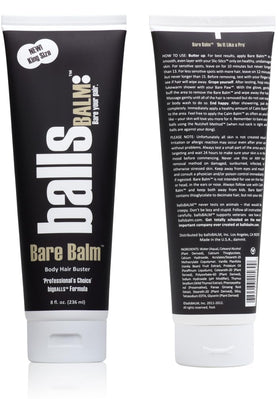 ballsBALM back label showing directions and safety information for confidence