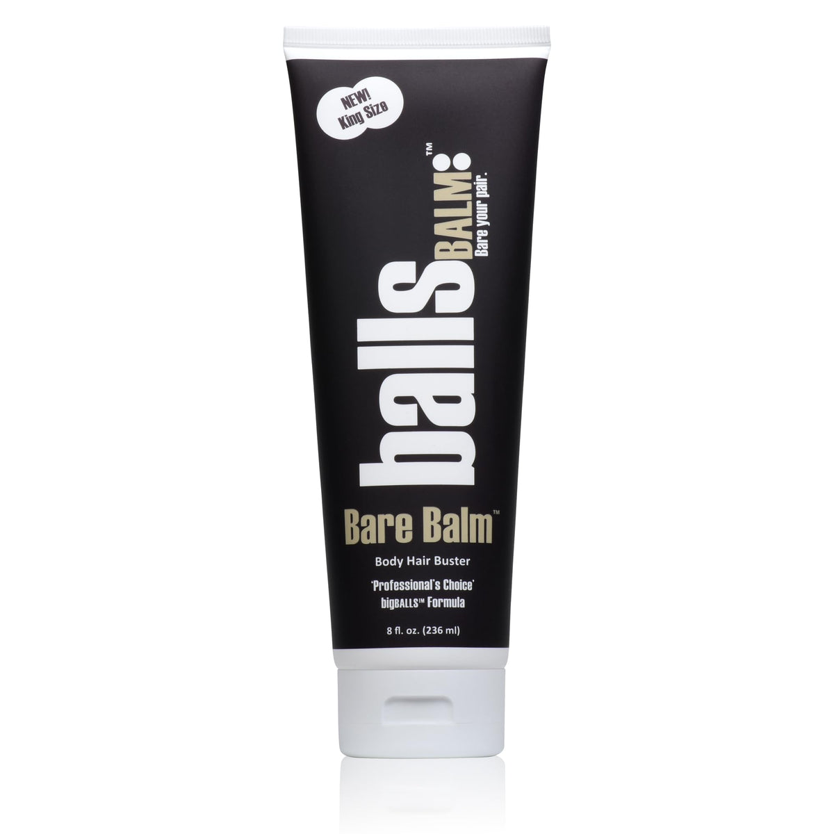 ballsBALM front tube view showing clean packaging and easy-squeeze benefit