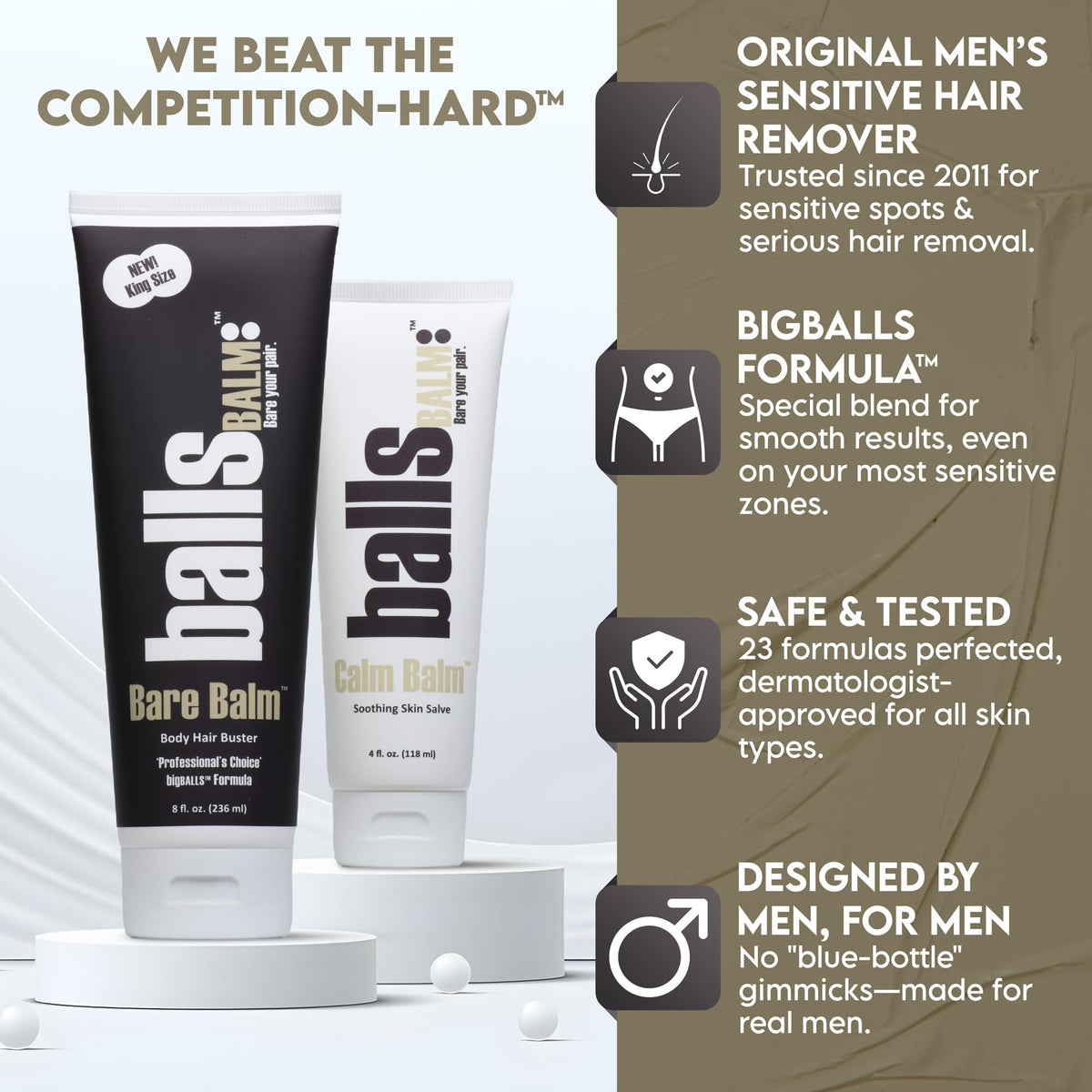 ballsBALM being wiped away showing hair removal effectiveness and clean finish