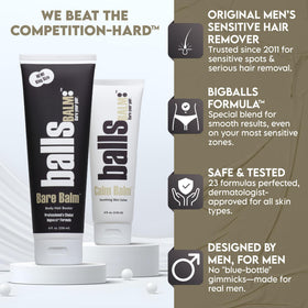 ballsBALM being wiped away showing hair removal effectiveness and clean finish