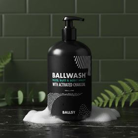 Ballsy pump close-up highlighting easy dispensing and convenient use