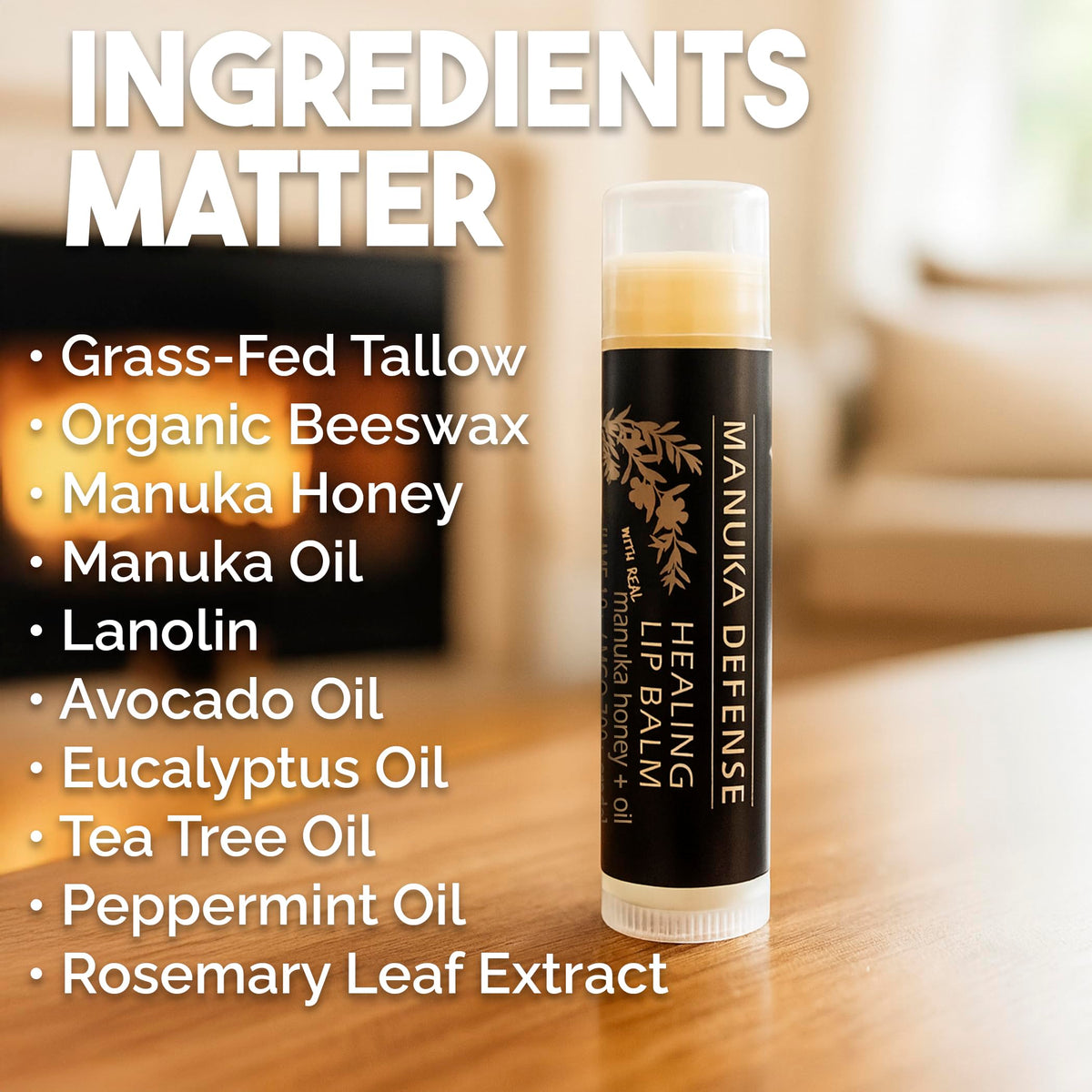 BALM OF GILEAD ingredients jar with manuka and tea tree illustrating botanical potency