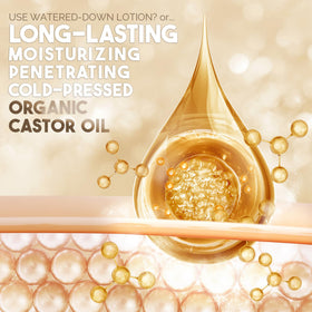 BALM OF GILEAD pouring a drop of castor oil onto hand for targeted skin hydration