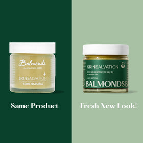 Balmonds open tin revealing rich natural salve texture for targeted use