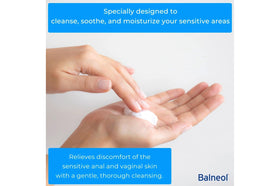 Balneol held in hand to show 3 oz size and travel-friendly benefit