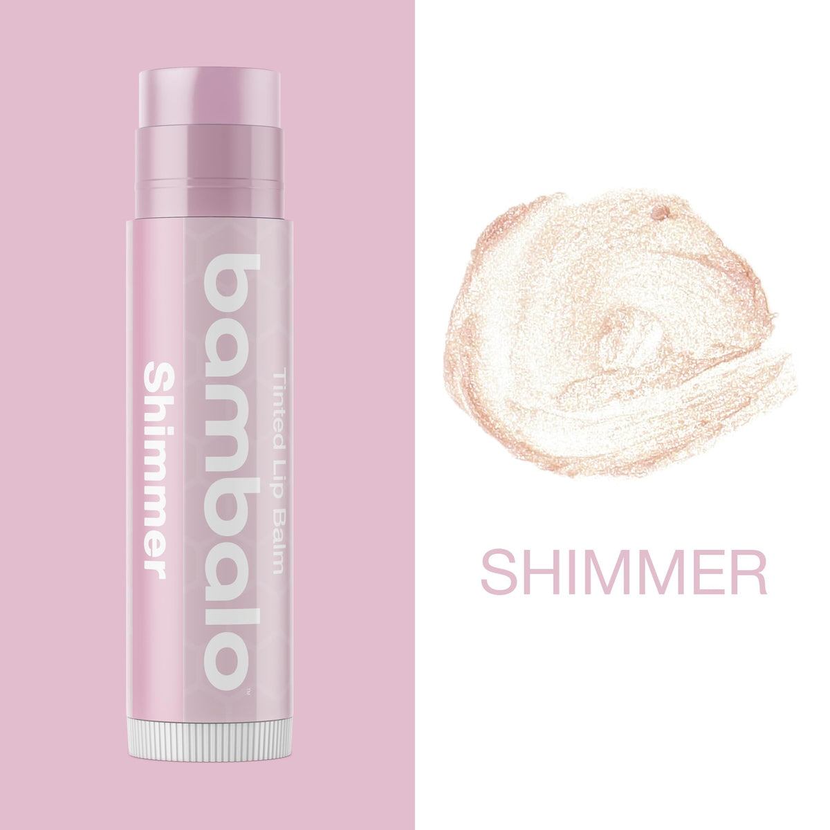 Bambalo close-up texture swipe showing pearlescent shimmer and hydration