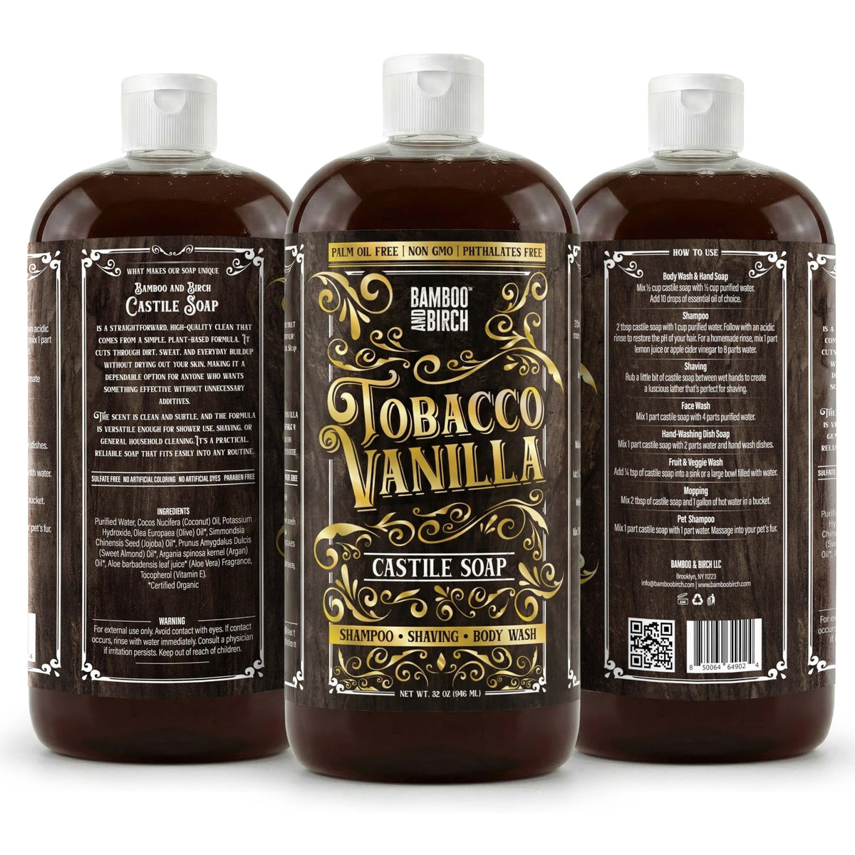 BAMBOO AND BIRCH pouring liquid texture illustrating concentrated, easy‑rinsing formula