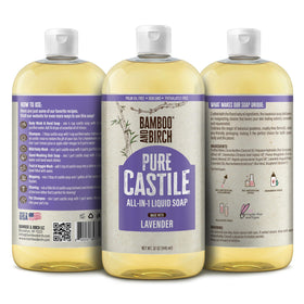 BAMBOO AND BIRCH soap being dispensed from pump for easy refill benefit
