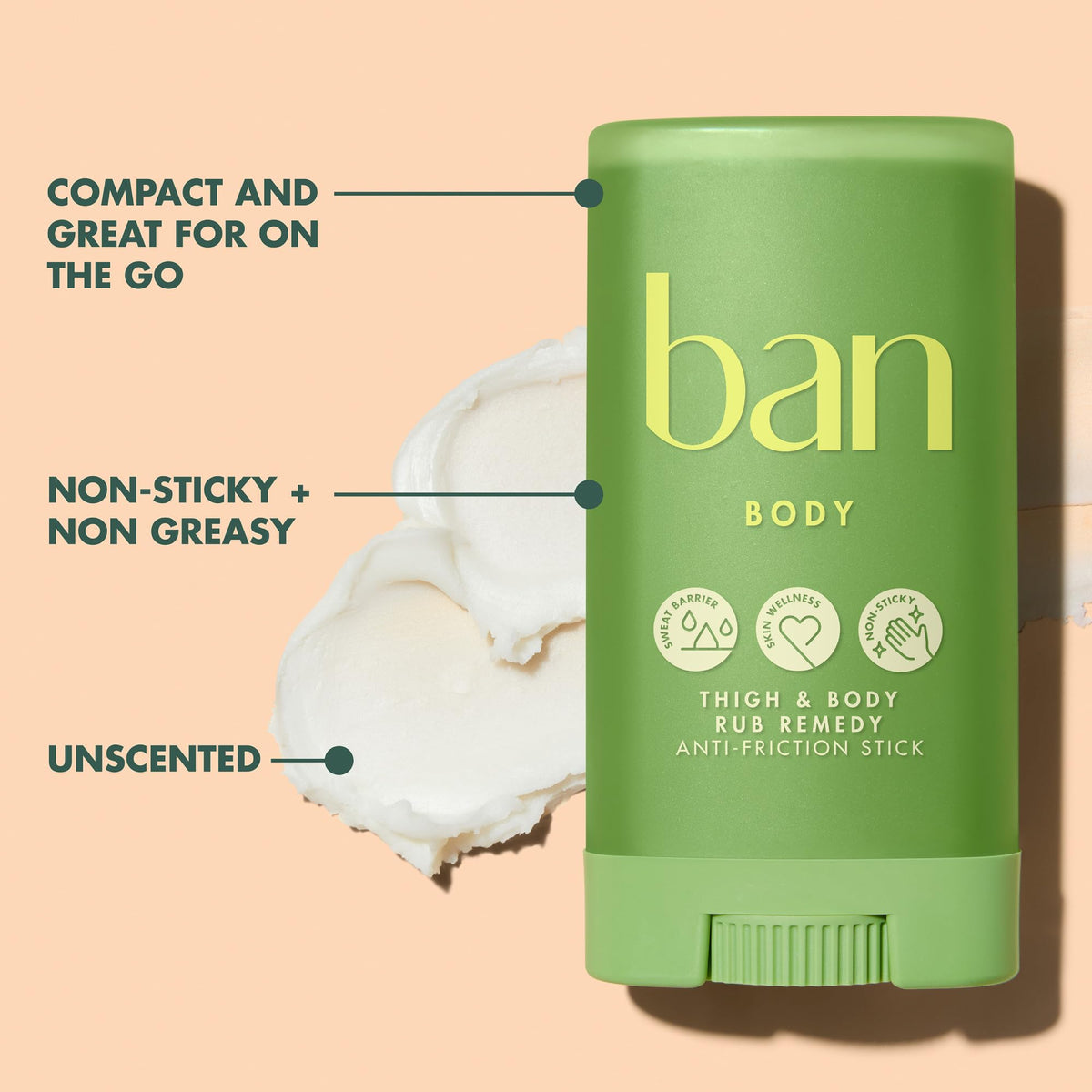 Ban application demo on inner thigh reducing rubbing during movement