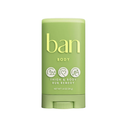 Ban front packaging showing compact anti-friction balm for discreet protection