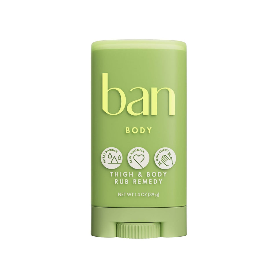 Ban front packaging showing compact anti-friction balm for discreet protection