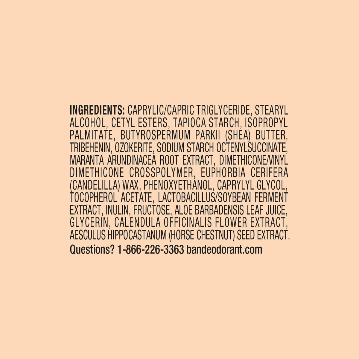 Ban label close-up listing soothing calendula, aloe, shea butter benefits