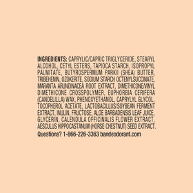Ban label close-up listing soothing calendula, aloe, shea butter benefits