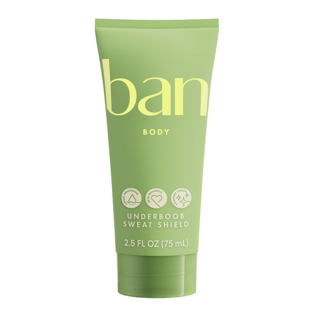 Ban front packaging showing unscented stay-dry lotion and label benefits