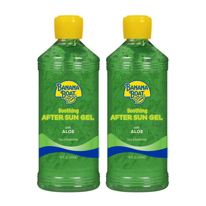 Banana Boat front packaging showing twin 16 fl oz tubes and cooling benefit