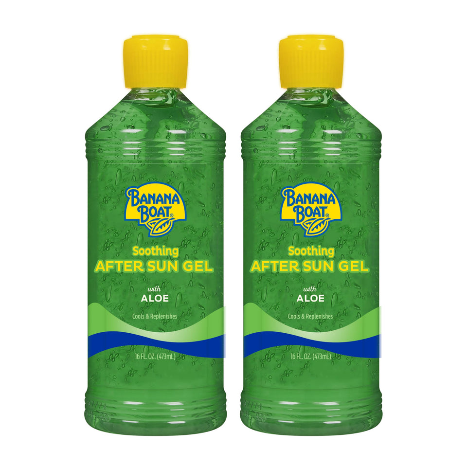 Banana Boat front packaging showing twin 16 fl oz tubes and cooling benefit