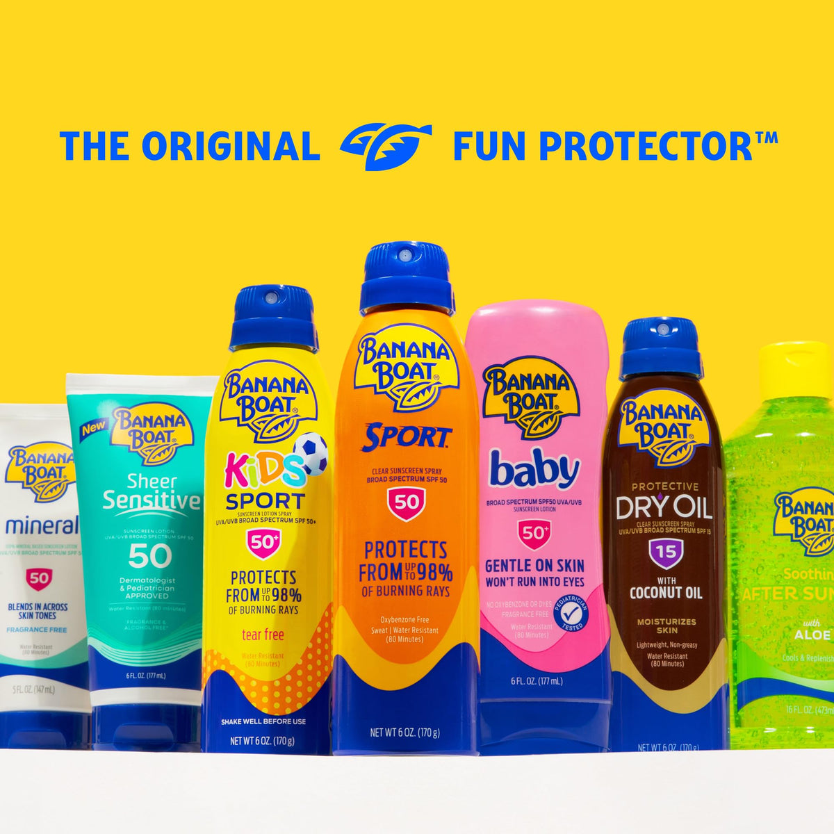 Banana Boat tube on beach towel lifestyle scene showing post-sun care use