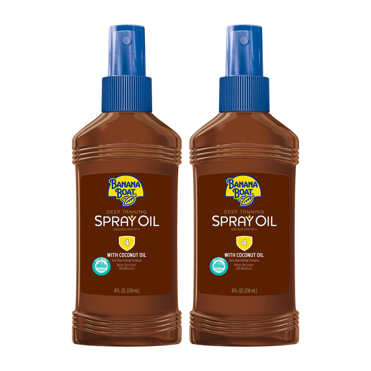 Banana Boat front packaging showing twin 8 fl oz bottles and benefits