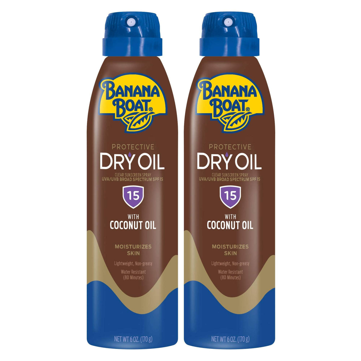 Banana Boat front packaging showing SPF 15 and twin-pack convenience