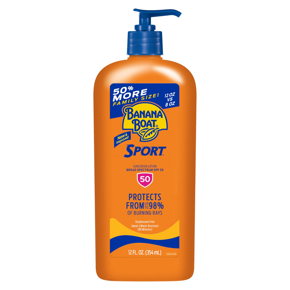 Banana Boat front packaging showing 12oz bottle and SPF 50 protection