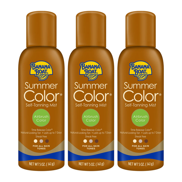 Banana Boat front packaging three-pack showing cans and quick application benefit