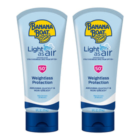 Banana Boat front packaging showing SPF 50 and twin pack convenience