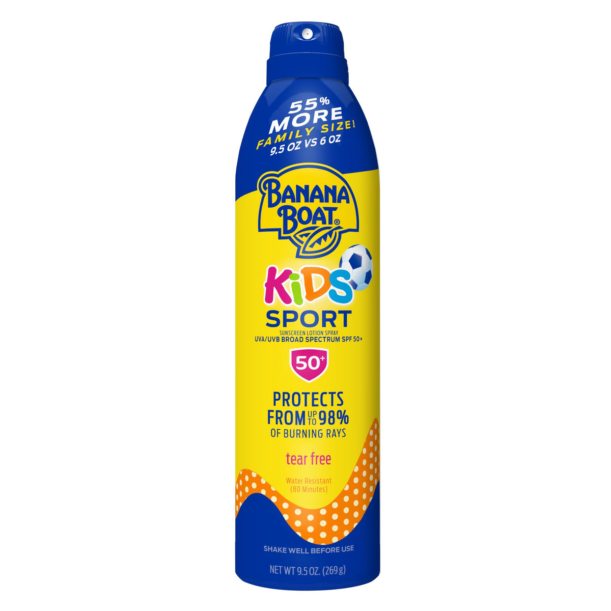 Banana Boat front packaging showing SPF 50 and family size benefit