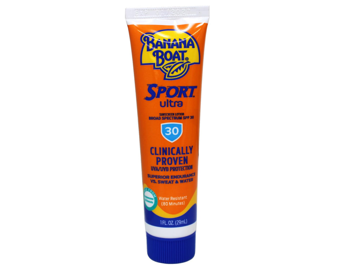 Banana Boat label and ingredient panel showing oxybenzone-free benefit