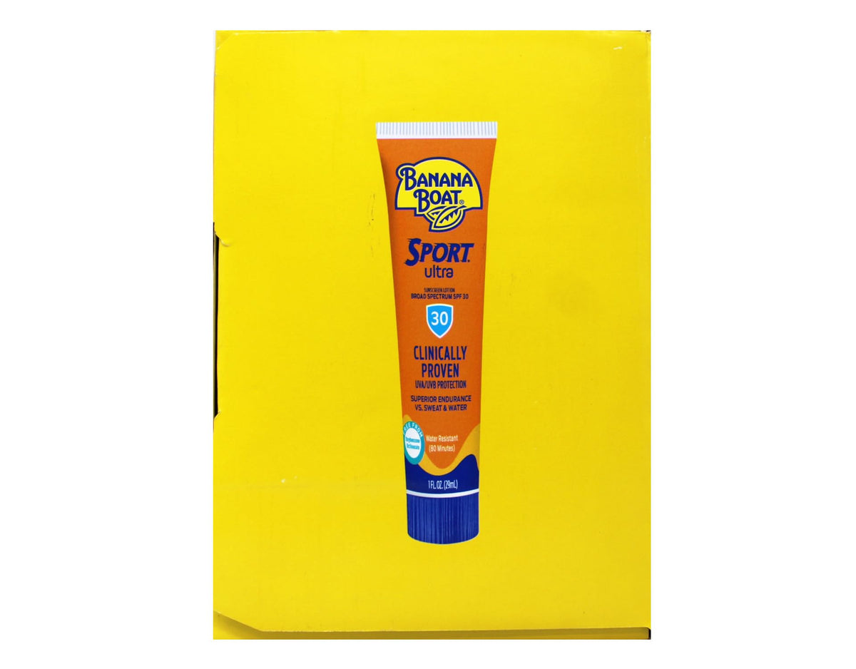 Banana Boat 1oz tube in pocket showing portable travel-friendly size