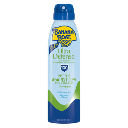 Banana Boat SPF 100 front packaging showing size and branding for clear protection