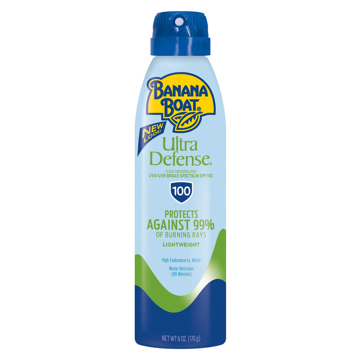 Banana Boat SPF 100 front packaging showing size and branding for clear protection