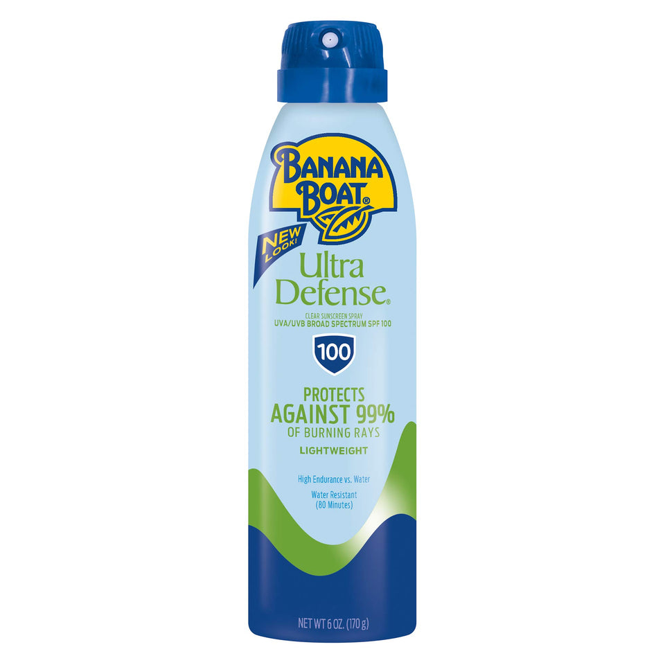 Banana Boat SPF 100 front packaging showing size and branding for clear protection