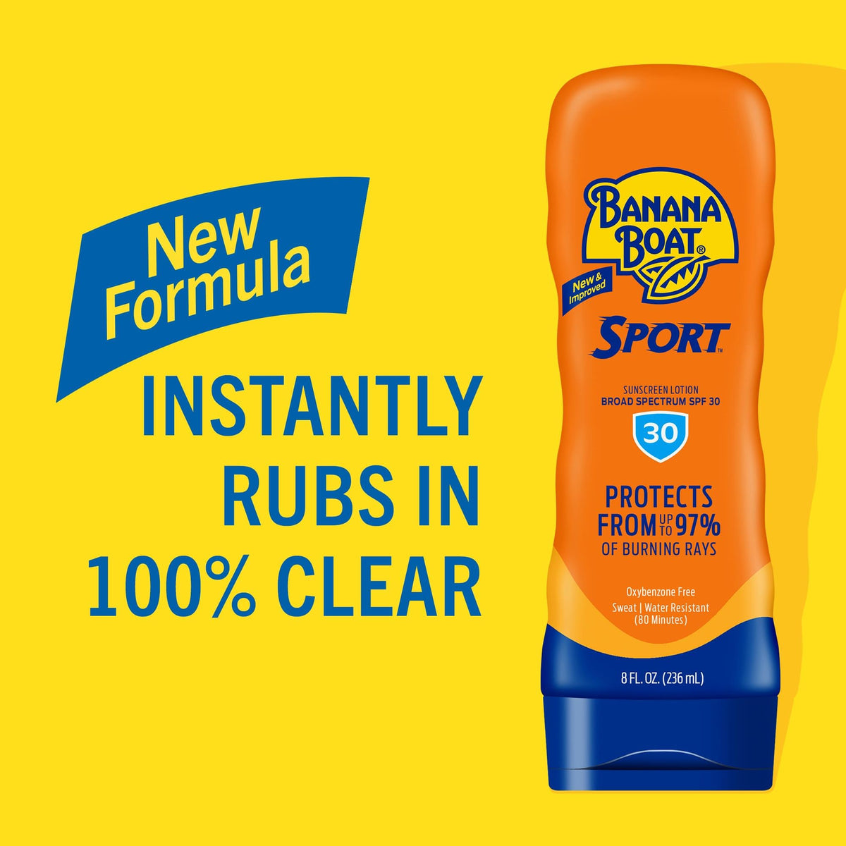 Banana Boat being applied to forearm demonstrating clear rub-in and coverage